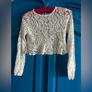 H&M White Lace Floral Blouse